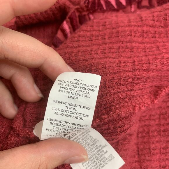 Lucky Brand Drop Needle Sweater Womens M Medium Rosy Embroidered Linen Blend - Picture 11 of 16